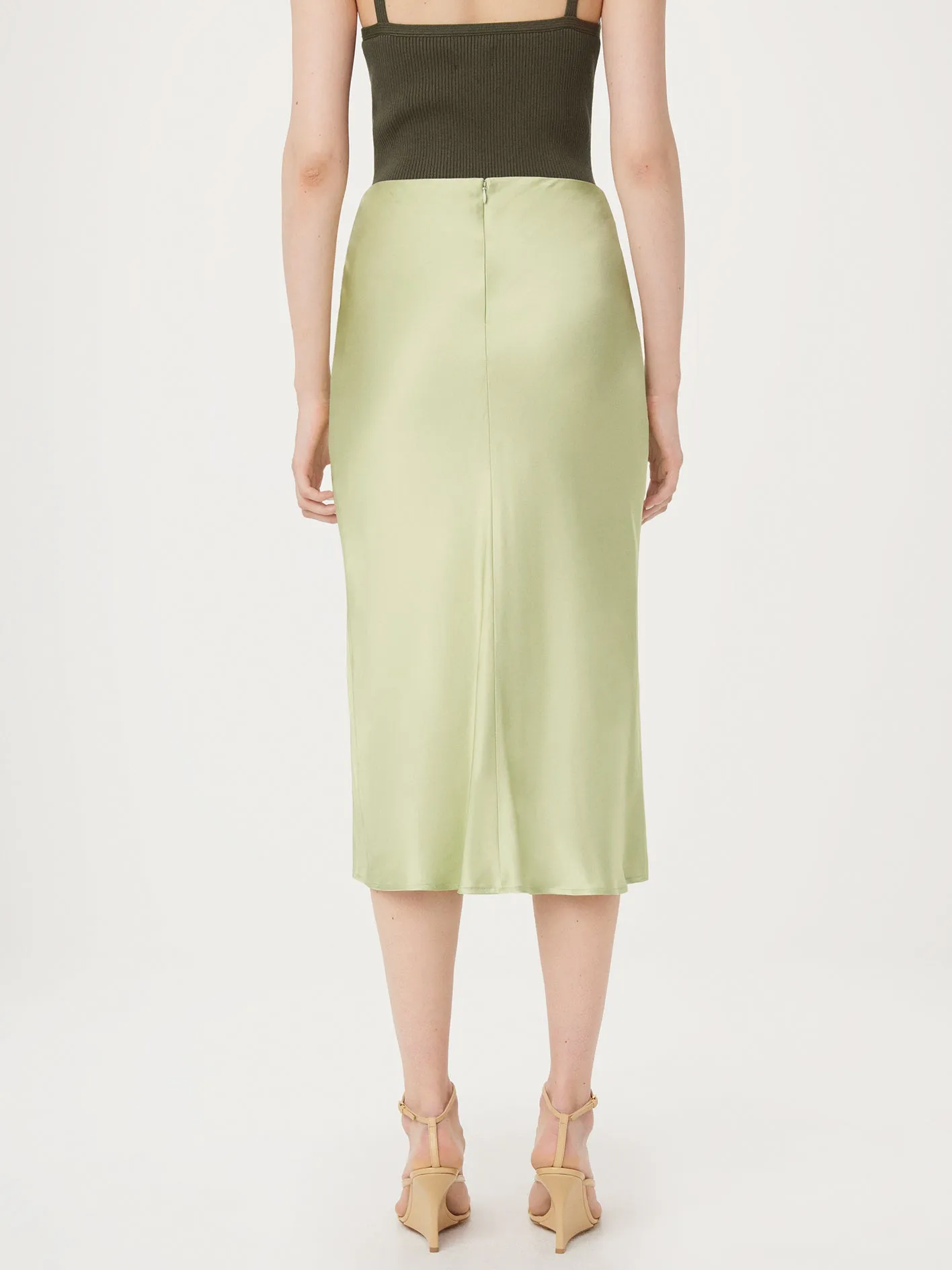 The Satin Maxi Skirt in Lichen