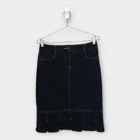 The Works Indigo Denim Pleat Midi Skirt