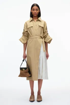 Utility Shirt Dress with Pleated Wrap Skirt