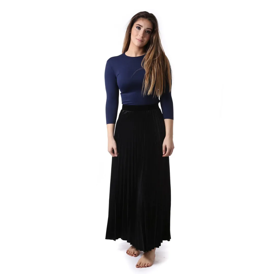 Women's Long Velour Pleated Skirt