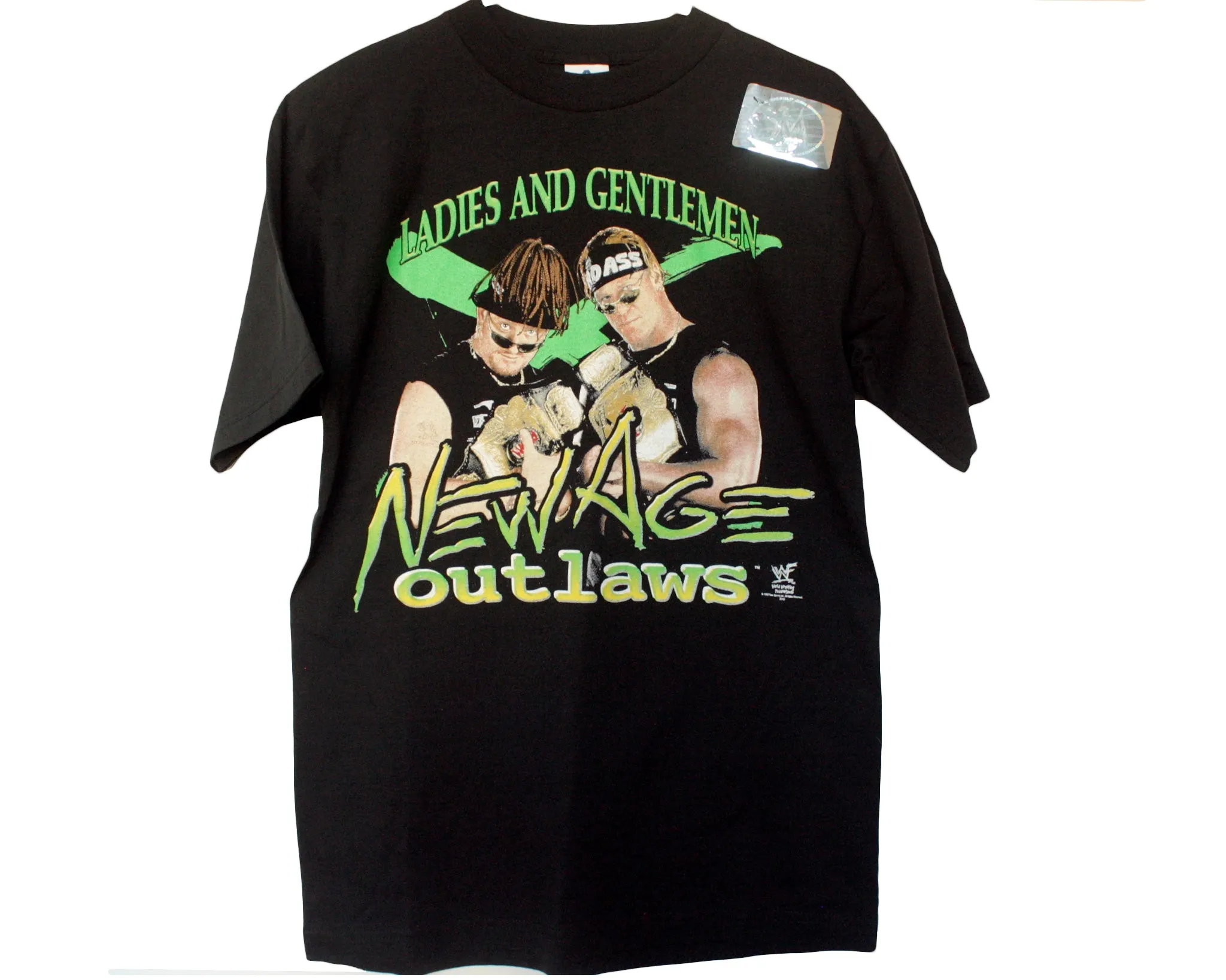 WWF NEW AGE OUTLAWS LADIES AND GENTLEMEN T-SHIRT LG