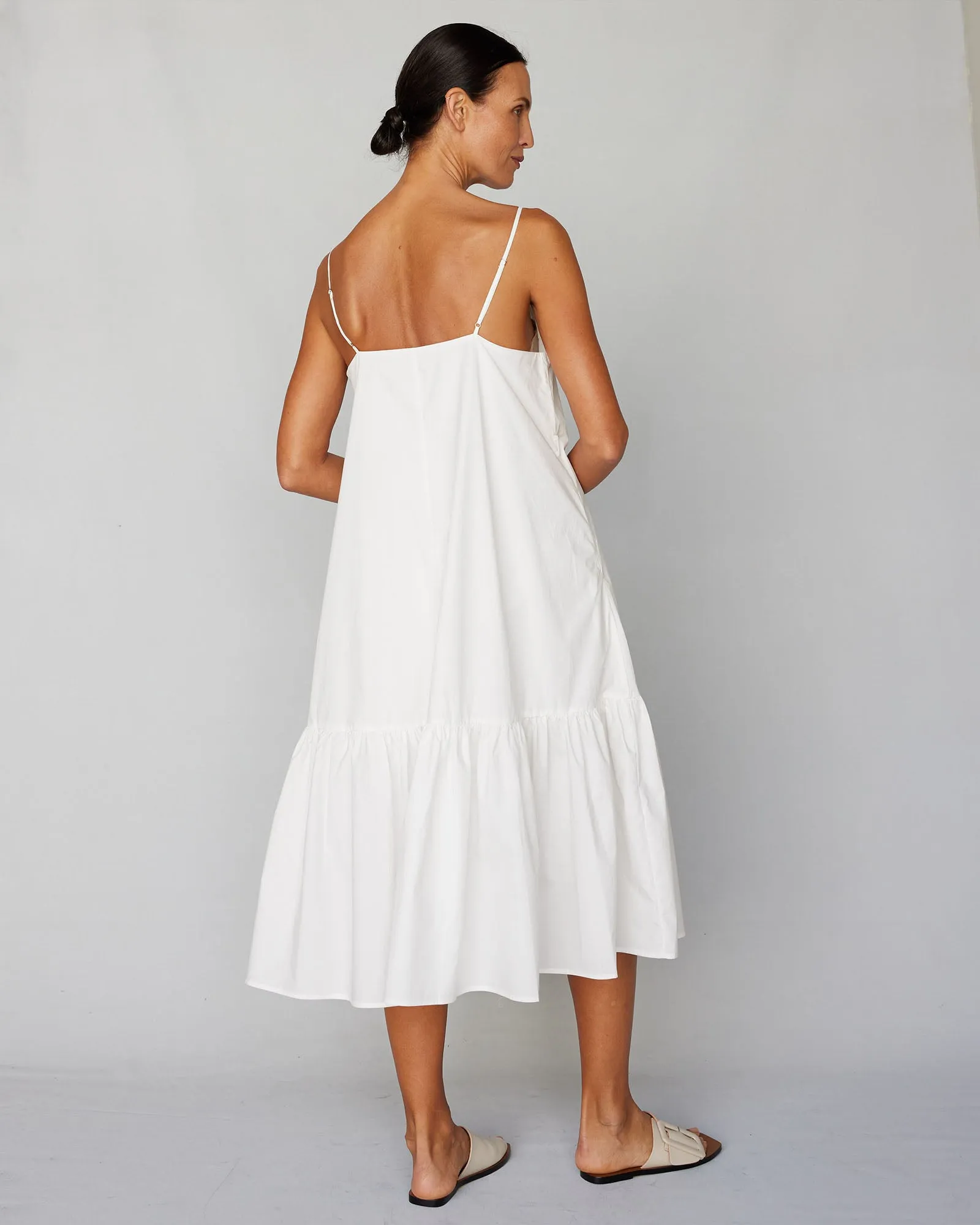 Zadie Poplin Midi Dress - White
