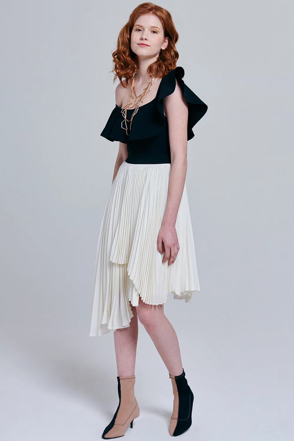 Zora Accordion Pleats Midi Skirt