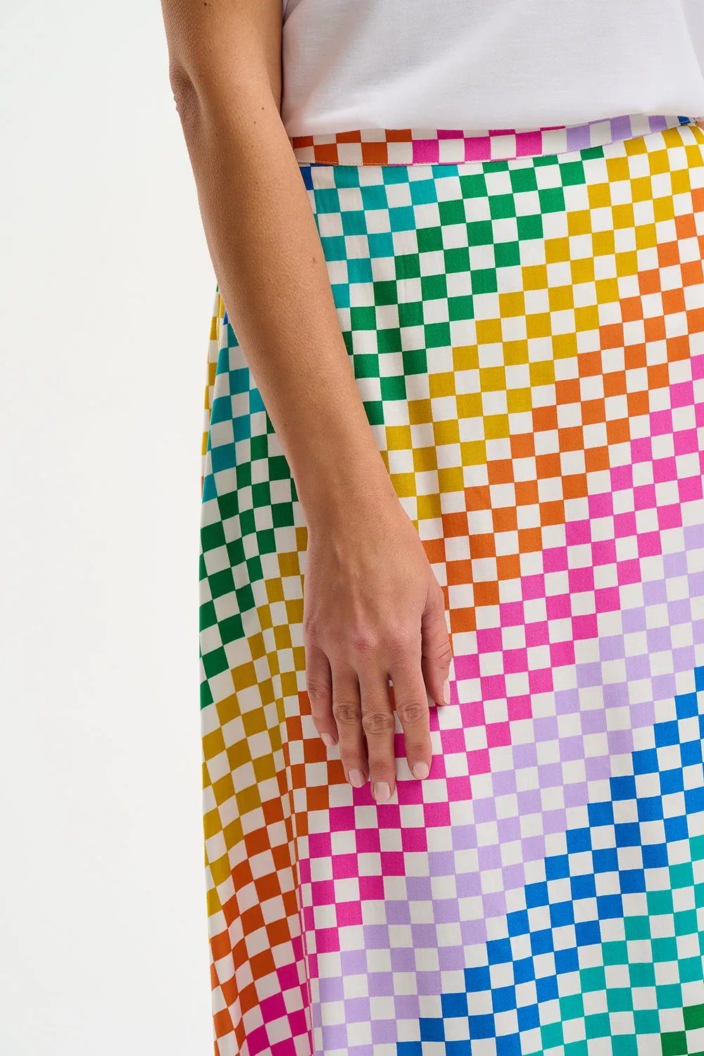 Zora Skirt - Multi, Rainbow Checkerboard