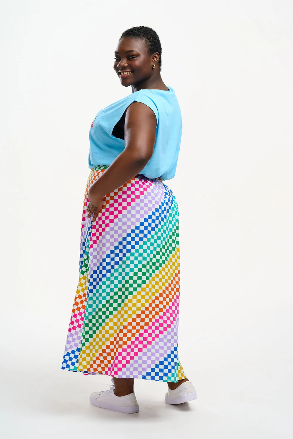 Zora Skirt - Multi, Rainbow Checkerboard
